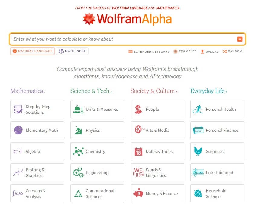 واجهة أداة Wolfram Alpha لحل المسائل الرياضية المعقدة باستخدام الذكاء الاصطناعي