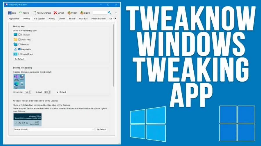 برنامج TweakNow WinSecret