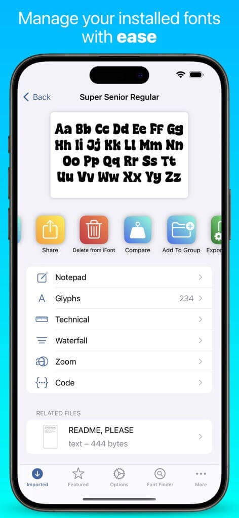 واجهة تطبيق iFont تعرض خطوات تثبيت خط عربي جديد على الآيفون