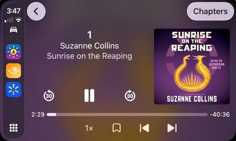 صورة تطبيق Audible على Apple CarPlay لتشغيل الكتب الصوتية من مكتبة أمازون