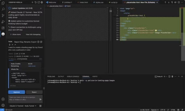 أداة Kodu AI مدمجة داخل محرر VS Code لمساعدة المبرمجين في كتابة وتحسين الأكواد