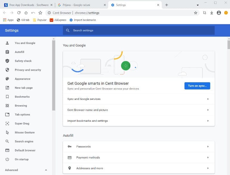 إعدادات متصفح Cent Browser وخيارات التخصيص المتقدمة على الكمبيوتر