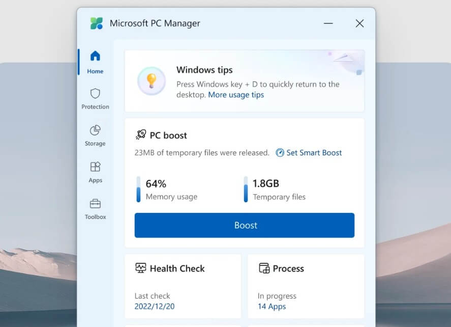 ميزة PC Boost في Microsoft PC Manager لتسريع الأداء وإغلاق العمليات غير الضرورية