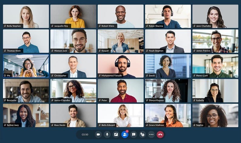 اجتماع فيديو جماعي على Zoho Meeting يضم 25 مشارك بجودة عالية