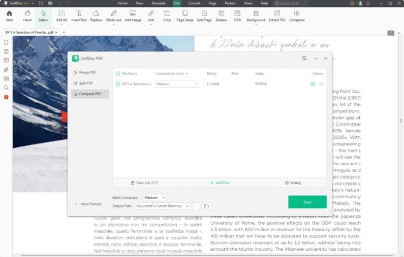 ضغط ملفات PDF لتقليل الحجم مع الحفاظ على الجودة عبر SwifDoo PDF