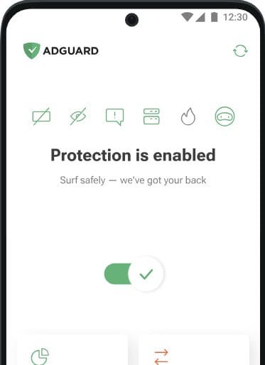 تطبيق AdGuard للأندرويد مع تفعيل خيار الحماية القصوى من الإعلانات لحجب الإعلانات في التطبيقات والمتصفح
