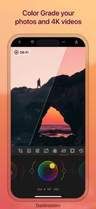Color grading احترافي للصور وفيديوهات 4K عبر تطبيق Darkroom على الايفون والايباد