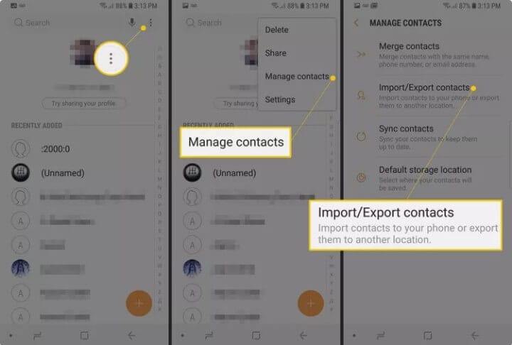 إعدادات تصدير جهات الاتصال من هاتف أندرويد إلى بطاقة SIM