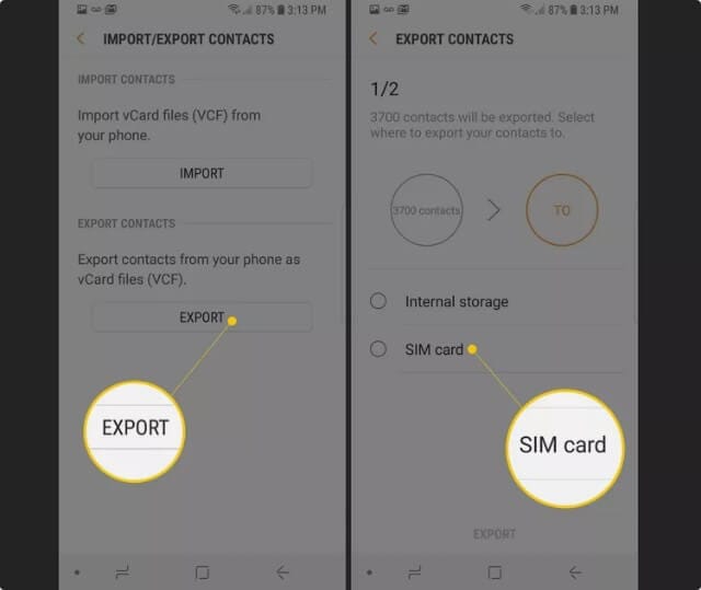 تصدير جهات الاتصال من أندرويد إلى بطاقة SIM لاستخدامها على آيفون