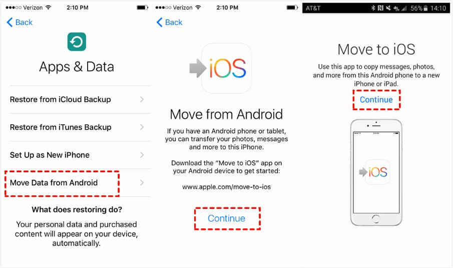 صورة توضح إدخال رمز التحقق في تطبيق Move to iOS على أندرويد لبدء نقل الصور إلى آيفون.