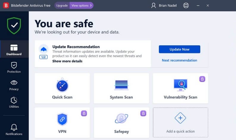 برنامج Bitdefender Antivirus Free أثناء الفحص التلقائي