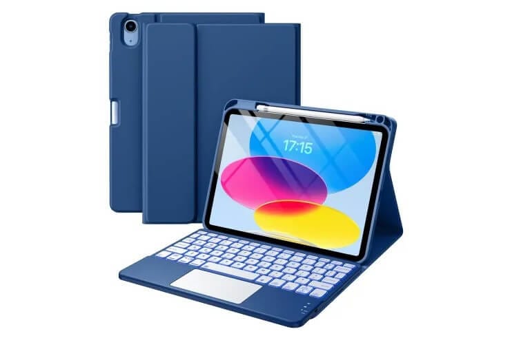 لوحة مفاتيح Harvopu مع غطاء حماية Folio لجهاز iPad، لوحة مفاتيح قابلة للفصل، لون أسود.