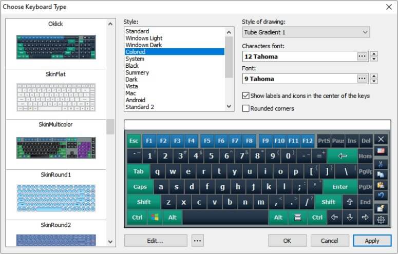 صورة برنامج Hot Virtual Keyboard لوحة مفاتيح افتراضية للكمبيوتر تدعم العربية والرموز التعبيرية