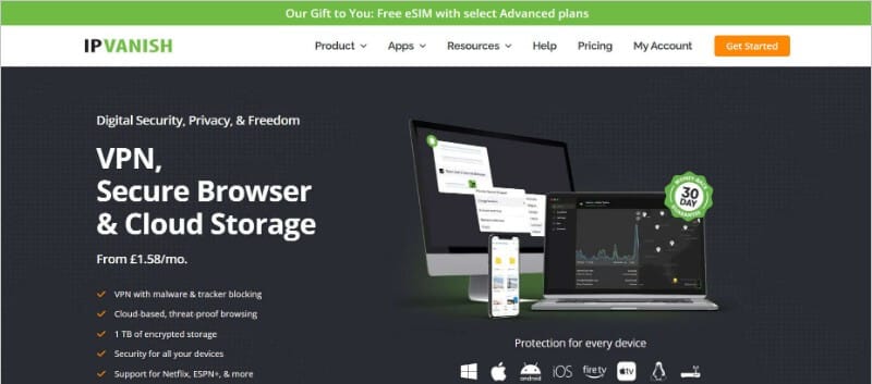 واجهة تحميل تطبيق IPVanish VPN الرسمي المخصص لجهاز Firestick وفاير تي في