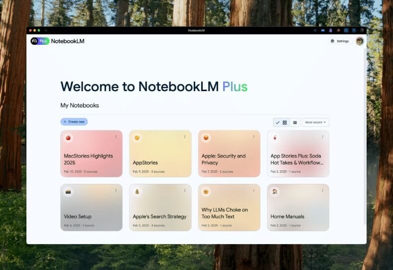 واجهة NotebookLM مع توضيح لجميع الميزات والخدمات التى يُقدمها