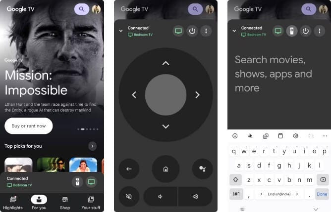 الكتابة السريعة على Google TV باستخدام لوحة مفاتيح الهاتف بدلاً من جهاز التحكم