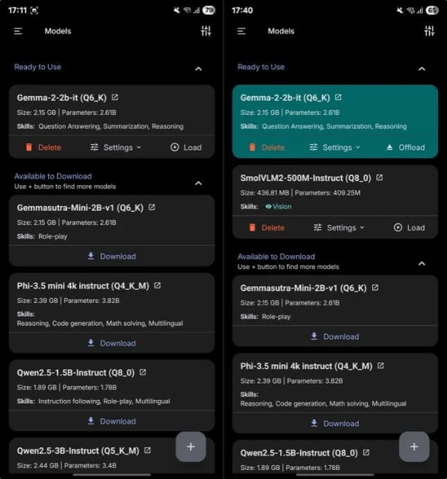 مثال على استخدام نموذج ذكاء اصطناعي داخل PocketPal AI يوضح كيفية إدخال الاستفسارات والحصول على إجابات مباشرة على الهاتف.