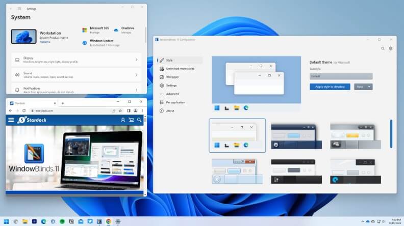 صورة واجهة برنامج WindowBlinds الرئيسية لتخصيص شكل ويندوز بالكامل