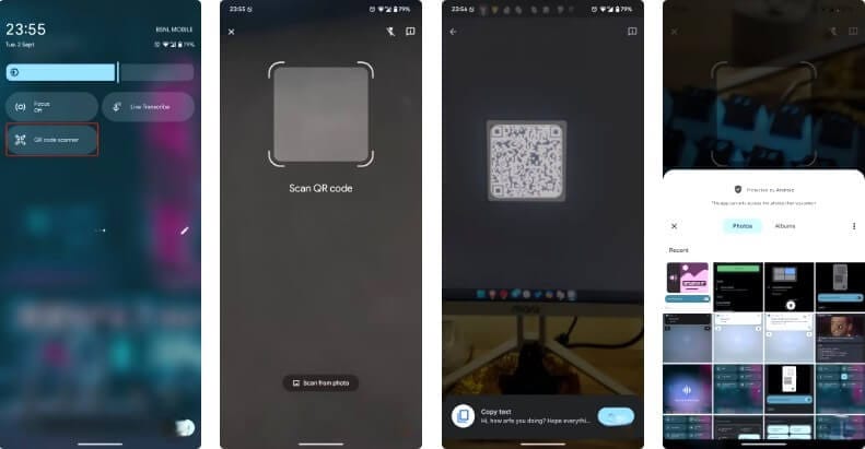 أداة مسح QR Code ضمن إعدادات أندرويد السريعة لمسح الرموز بسرعة دون الحاجة لتطبيق منفصل.