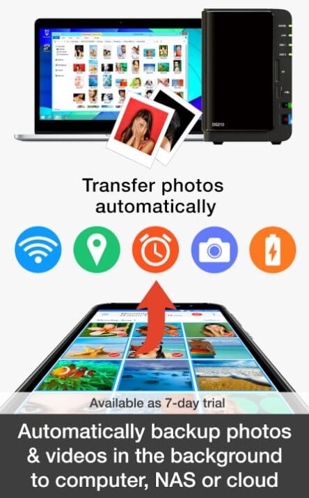 ميزة النسخ الاحتياطي التلقائي للصور والفيديو في تطبيق PhotoSync للأندرويد