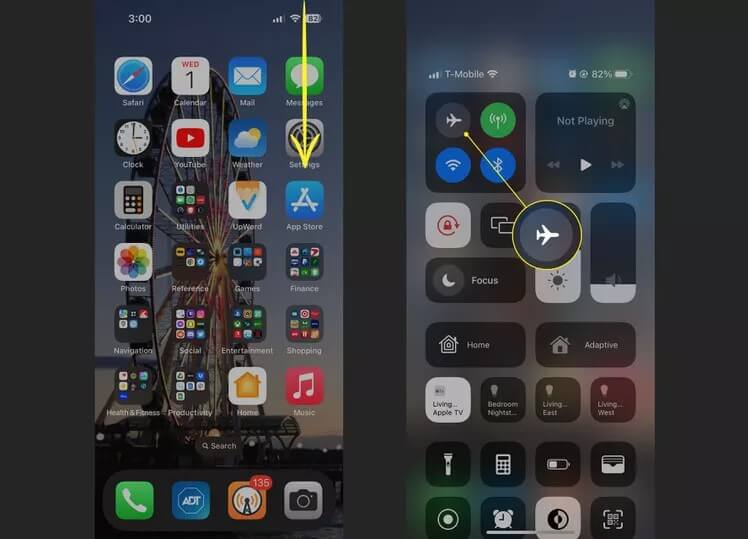 تفعيل وضع الطيران على iPhone لشحن البطارية بسرعة أكبر