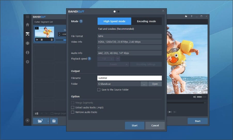 دعم Bandicut لصيغ الفيديو المتعددة مثل MP4 وAVI وMKV