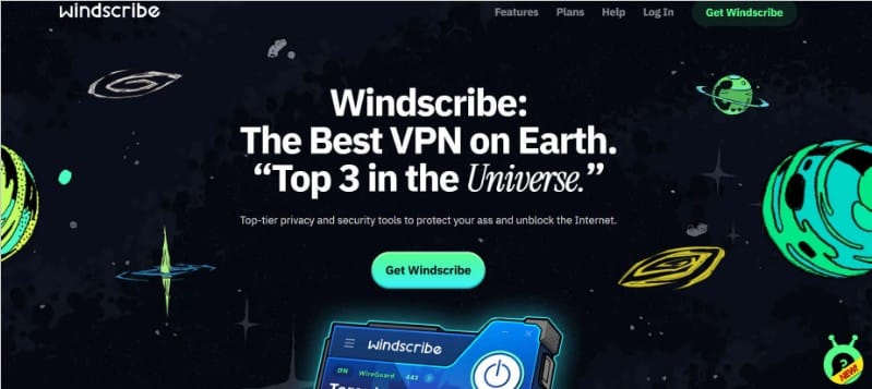 صورة من صفحة تنزيل Windscribe VPN المجاني مع دعم فاير ستيك وفاير تي في