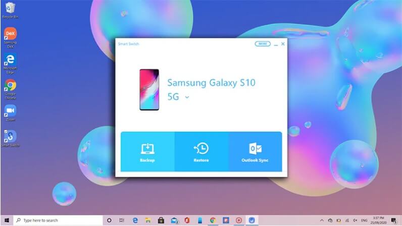 صورة لواجهة برنامج Smart Switch تعرض أدوات نقل البيانات بين الهواتف وأجهزة الكمبيوتر بطريقة سهلة ومنظمة للمستخدم