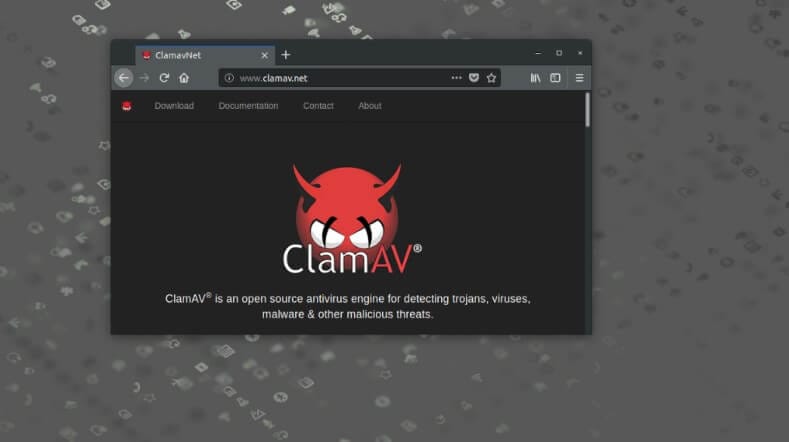 شعار وبرنامج ClamAV لمكافحة الفيروسات مفتوح المصدر على نظام ويندوز.